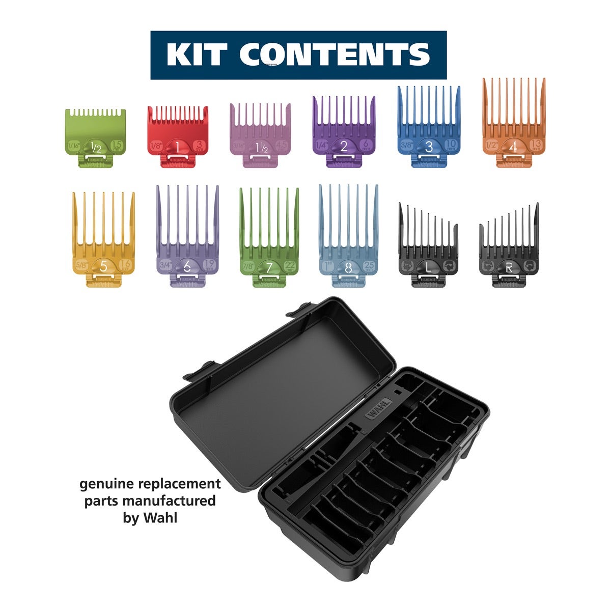 Secure Fit Color Coded Hair Clipper Attachment Guard Set Wahl USA