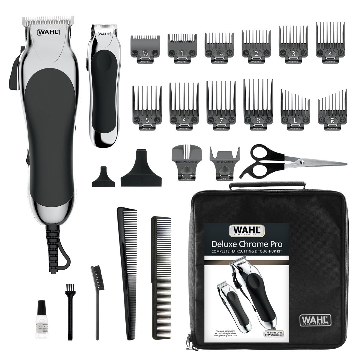 Deluxe Chrome Pro Haircutting Clipper and Trimmer Kit Wahl USA