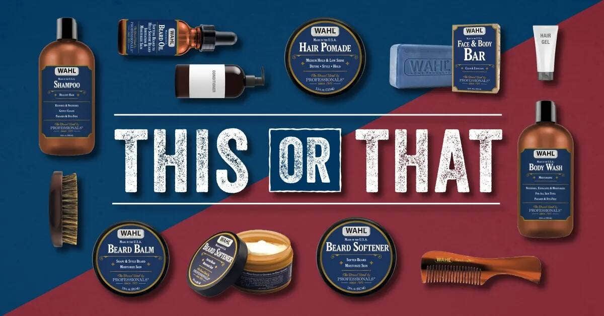 Beard and hair care product graphic to help you choose which product you need.