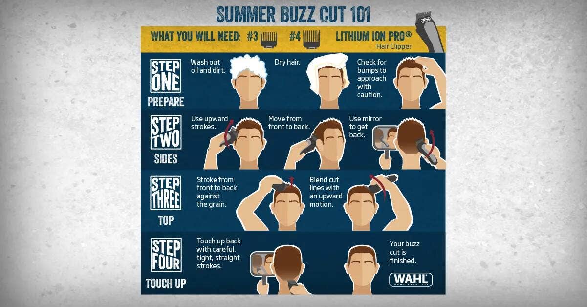 Summer Buzz Cut Step-by-Step Infographic 