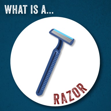 Illustration of a plastic shaving razor.